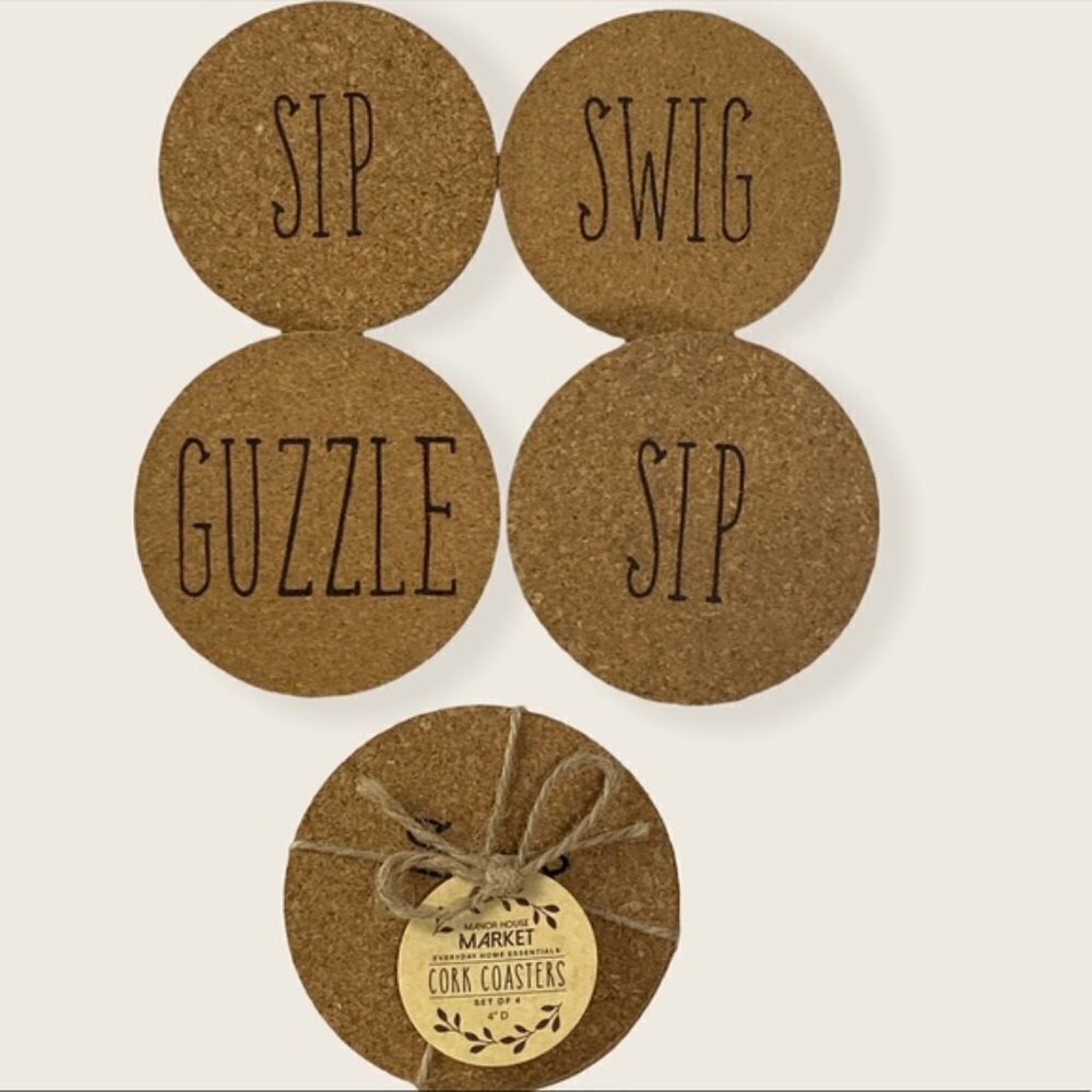 Cork Coasters Set of 4 Rae Dunn Font Quotes Neutral By Manor House Market 4 inch - Picture 2 of 9